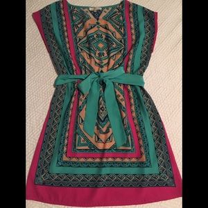 Multi color dress with sash. Size S